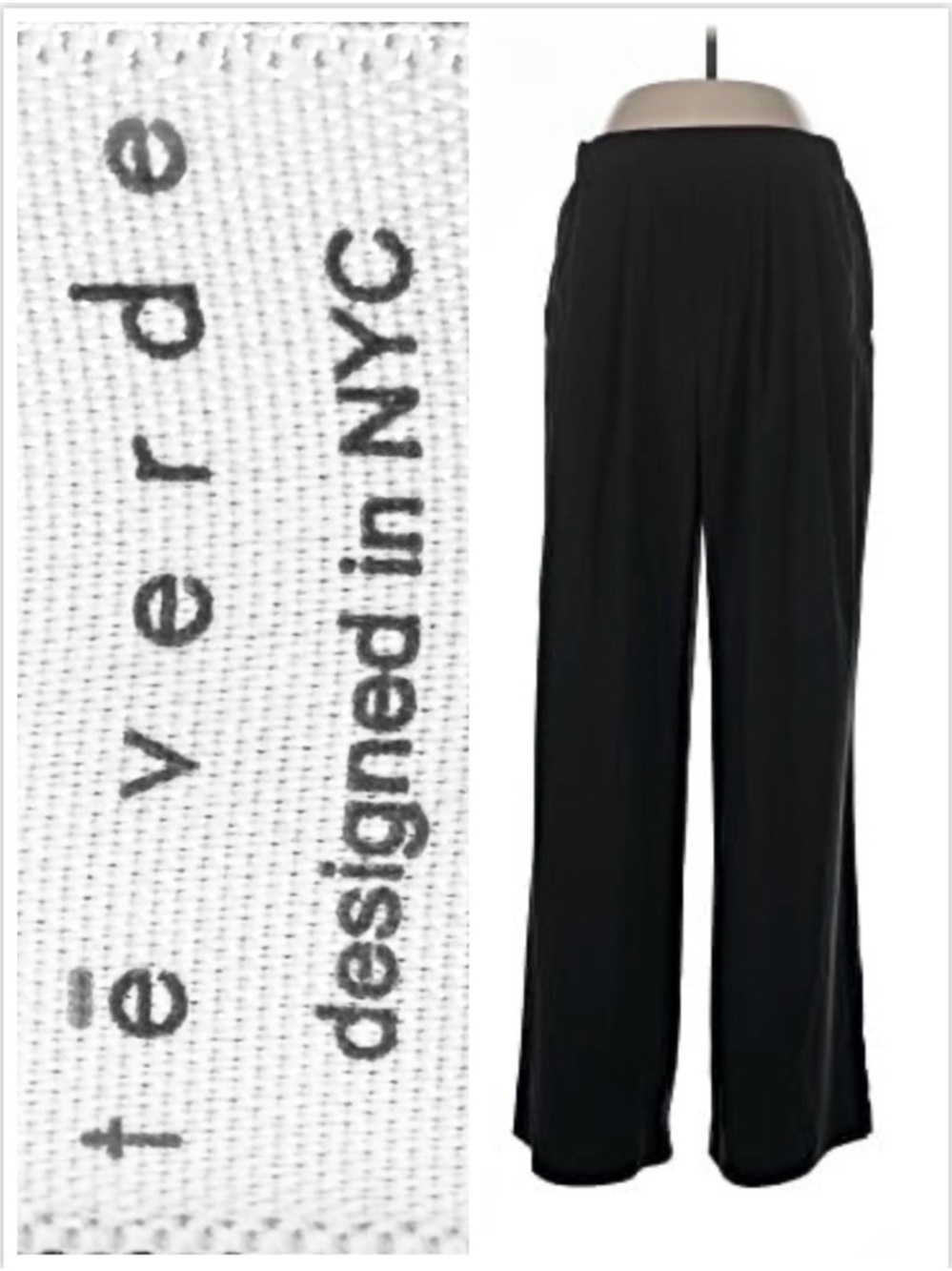 Tē Verde Track Pants Black Wide-Leg Pull-On Zip Pocket elastic comfort waist XL